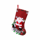 4Pcs Christmas Stockings Set Large Capacity Cute Stockings Bag Plush Santa Claus/Snowman/Bear/Elk for Xmas Tree Fireplace