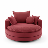 360-degree swivel barrel chair with dual-layer cushion and 3 removable pillows