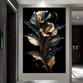 1Pc Modern Black & Golden Floral Canvas Art