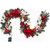 6 Ft Pre-Lit Christmas Garland For Mantle With 20 Led Lights & Red Bows 8 Lighting Modes Versatile Decorating For Any Space