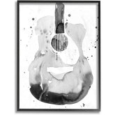 Acoustic Guitar Abstract Watercolor Art Black Framed Canvas