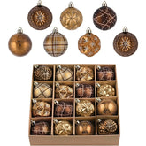 Luxury Shatterproof Fall Ornaments for Christmas Trees and Thanksgiving Decorations 16ct Bronze Copper Brown Gold Hanging Ball