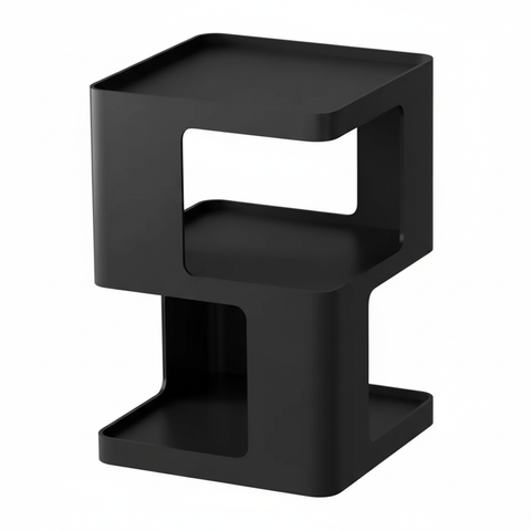 Metal Black Nightstands, Modern Side Table with 3 Tiers Storage