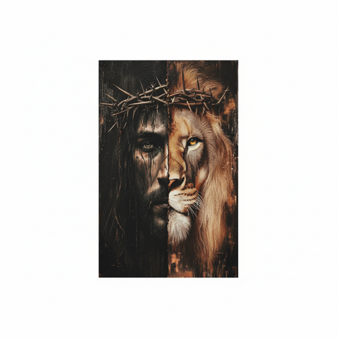 Framed Canvas Wall Art - Jesus And Lion