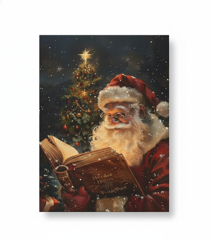 Santa Reading Book Gallery-Wrapped Canvas