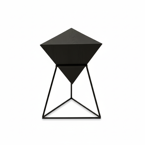 Contemporary Wooden Top Metal Base End Table