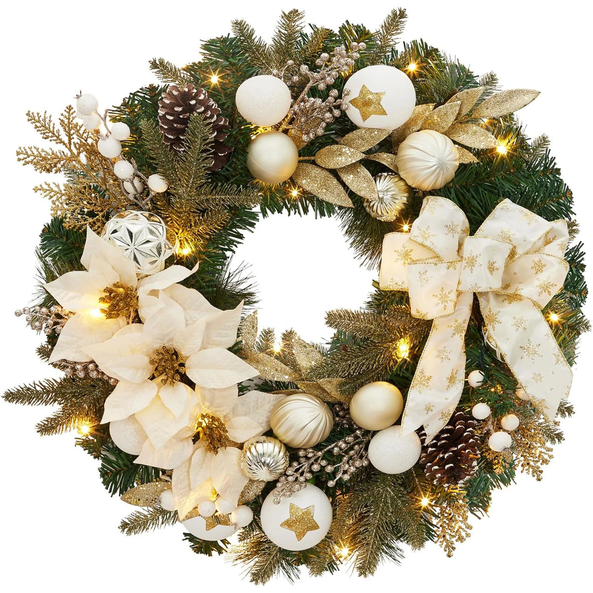 24 Inch Lighted Christmas Wreath