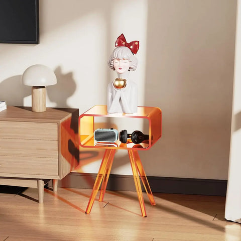 Acrylic Side Table, Acrylic Nightstand Bedside Table for Bedroom