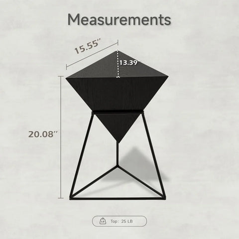 Contemporary Wooden Top Metal Base End Table