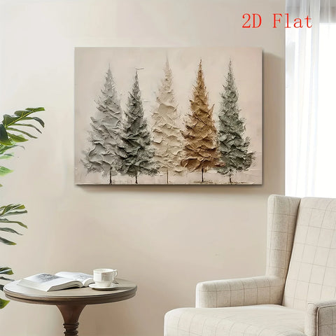 2D Flat Christmas Tree Canvas Art