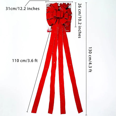 Christmas Jumbo Bows Gift Boxed 52 Inches by 12 Inches Gold Wired Red Velvet Bows