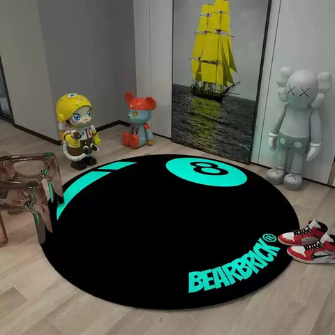 Carpet Simple Black 8 Round Rugs