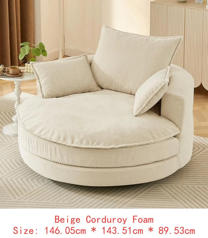 360° Swivel Accent Barrel Chair, 57.5" Round Chair with Dual-Layer