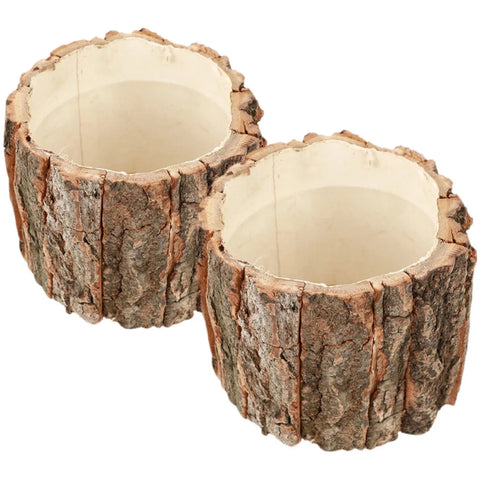 2 Pcs Bark Flower Bucket Outdoor Planter Small Pot