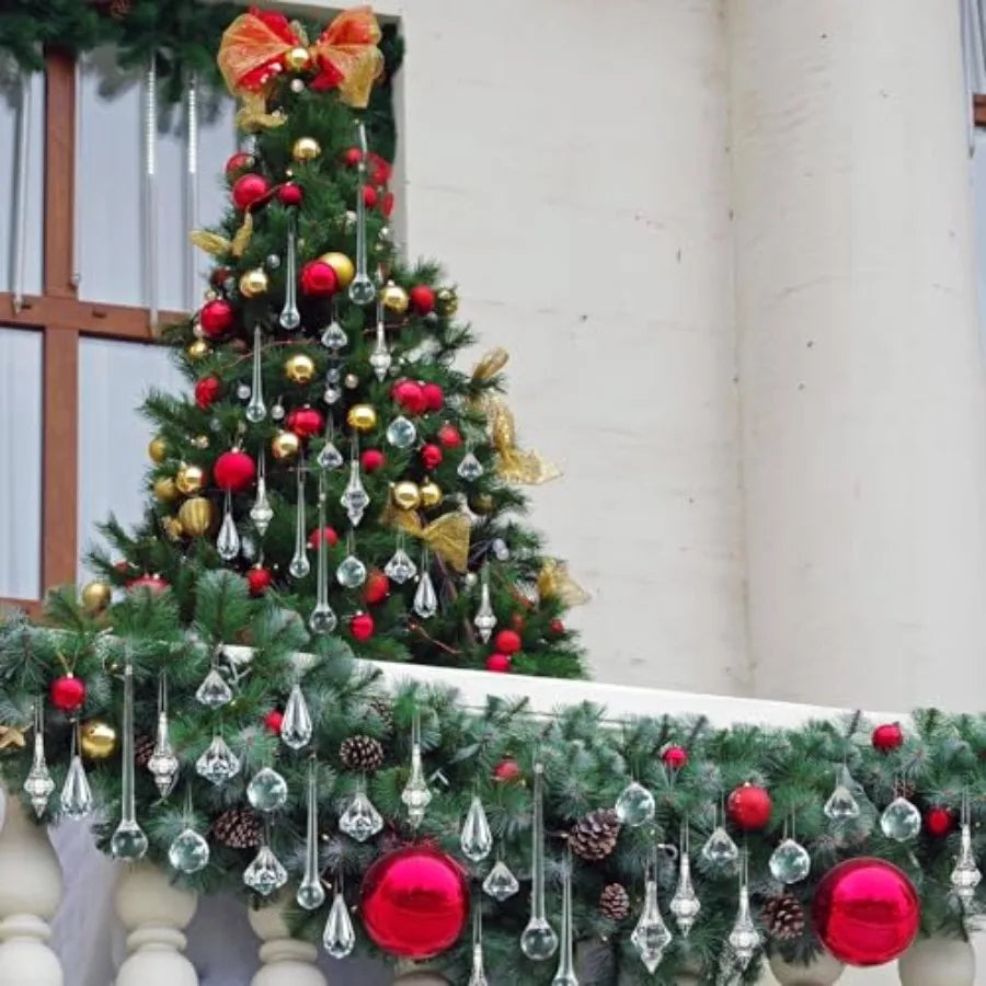150 Pcs Christmas Crystal Ornaments for Tree Acrylic Christmas Decoration Clear Hanging Teardrop 10 Styles Diamond Pendants Bea
