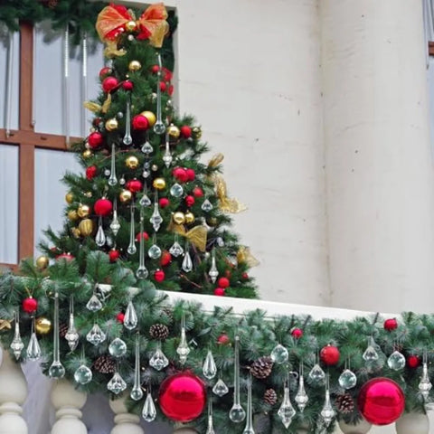 150 Pcs Christmas Crystal Ornaments for Tree Acrylic Christmas Decoration Clear Hanging Teardrop 10 Styles Diamond Pendants Bea