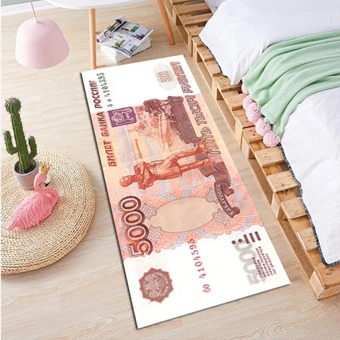 Unique Dollar Bill Strip Floor Mat Long Rectangular Carpet