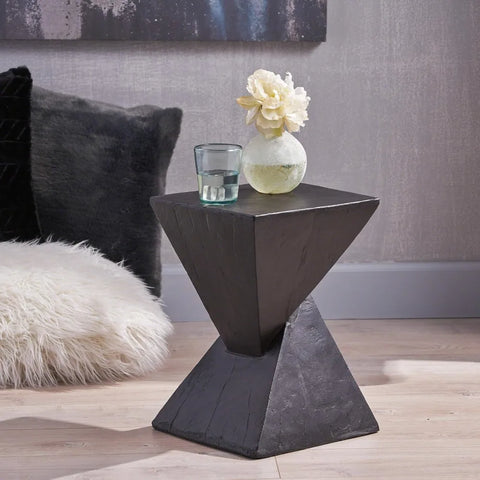 Lightweight Concrete Accent Table, Black