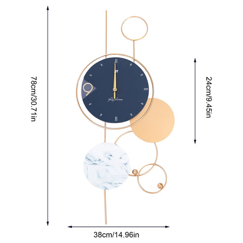 Modern 3D Blue Gold Wall Clock