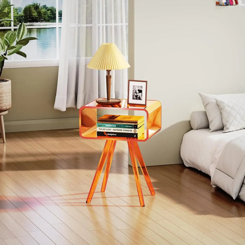 Acrylic Side Table, Acrylic Nightstand Bedside Table for Bedroom