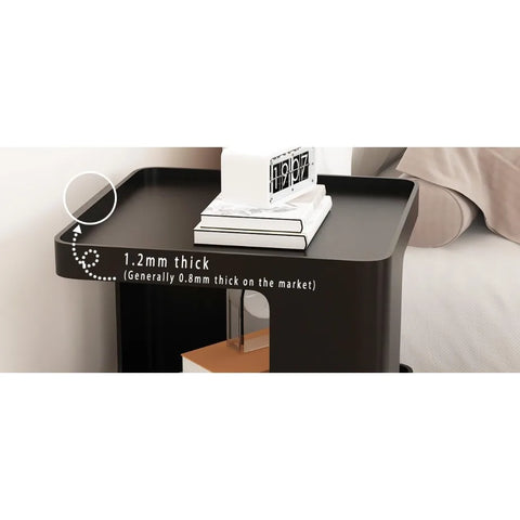 Metal Black Nightstands, Modern Side Table with 3 Tiers Storage