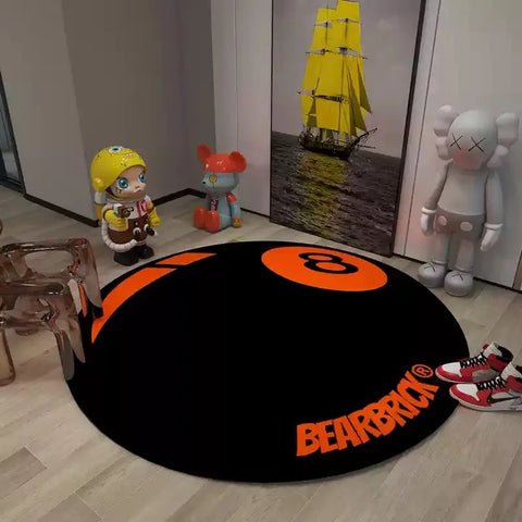 Carpet Simple Black 8 Round Rugs