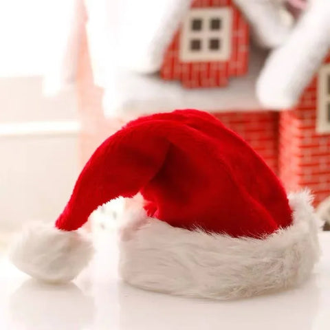 Christmas high grade plush  big ball short plush  Santa Claus hat