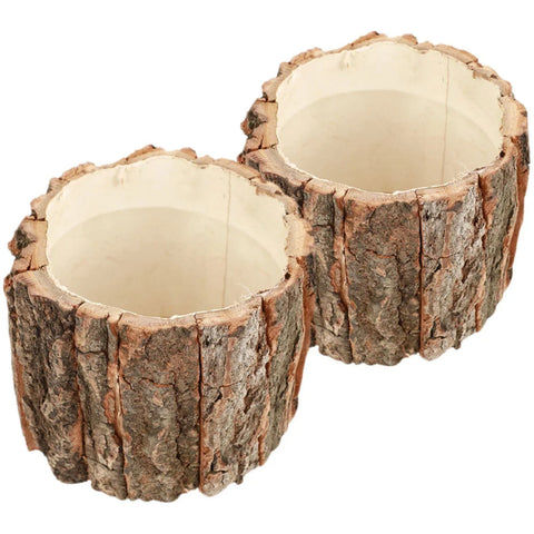 2 Pcs Bark Flower Bucket Outdoor Planter Small Pot