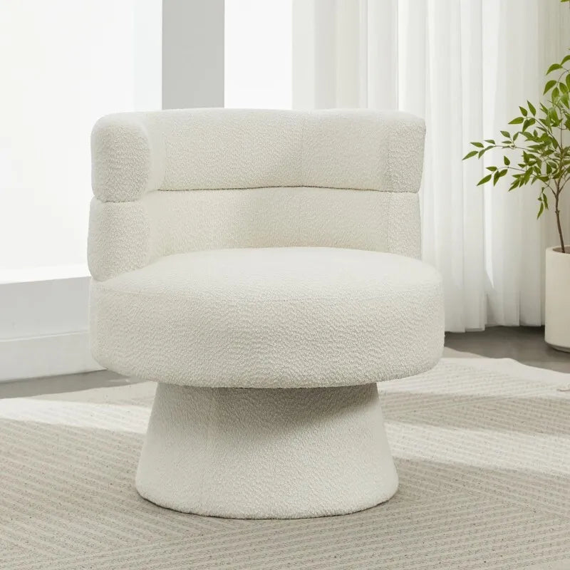 Contemporary 360° Swivel Chair Boucle Swivel Accent