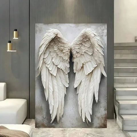 1pc Elegant White Angel Wings Canvas Wall Art