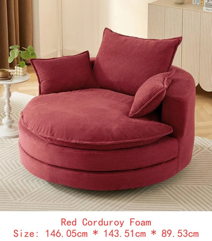 360° Swivel Accent Barrel Chair, 57.5" Round Chair with Dual-Layer