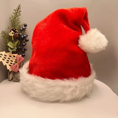 Christmas high grade plush  big ball short plush  Santa Claus hat