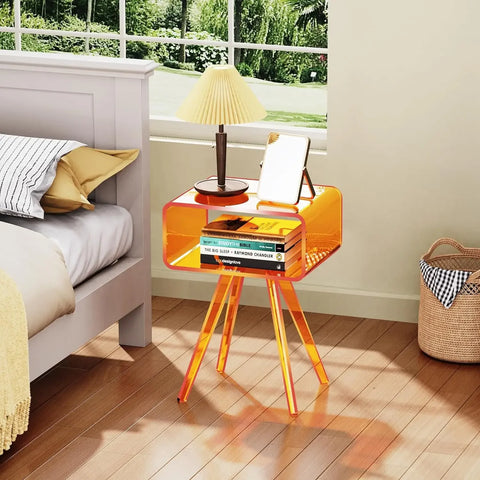 Acrylic Side Table, Acrylic Nightstand Bedside Table for Bedroom