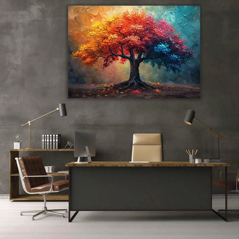Framed Abstract Colorful Tree of Life Canvas Wall Art