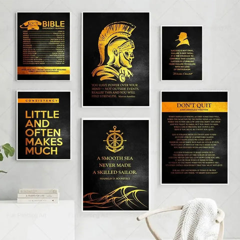 Motivational Quote Art Posters for Wall Black