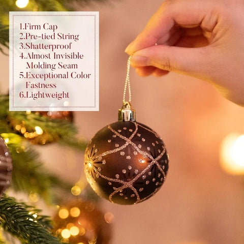 Luxury Shatterproof Fall Ornaments for Christmas Trees and Thanksgiving Decorations 16ct Bronze Copper Brown Gold Hanging Ball