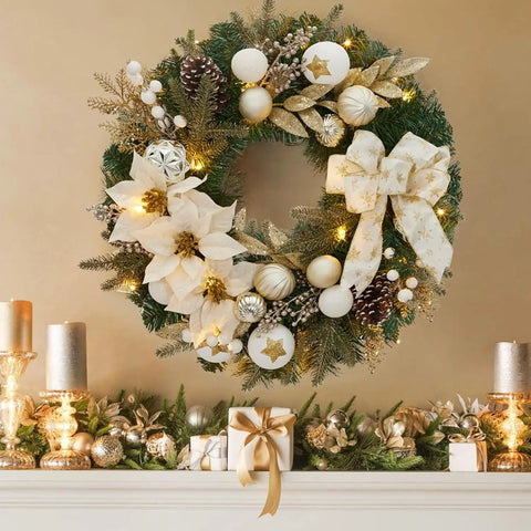 24 Inch Lighted Christmas Wreath