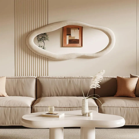 55 x 24 Wall Mirror with FlannelWrapped Wooden Frame