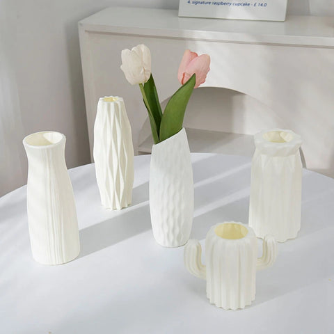 Modern Flower Vase Plastic Plants Pot White
