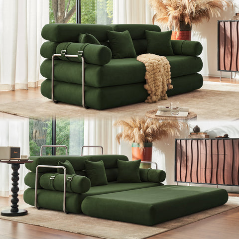 Convertible Sleeper Sofa - 35'' High-Back Floor Couch Bed