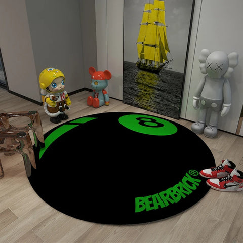 Carpet Simple Black 8 Round Rugs