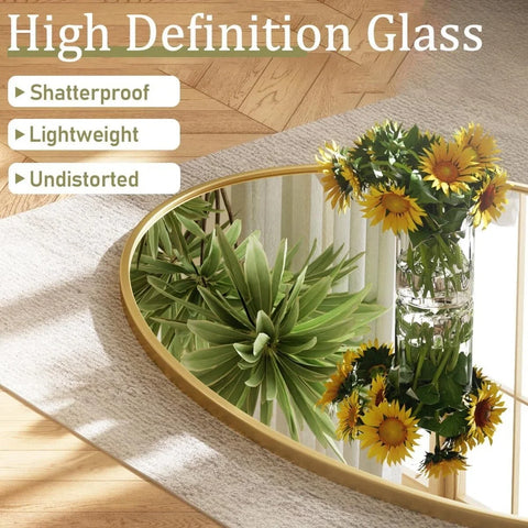 Oval Bathroom Mirror Wall Mounted Metal Frame