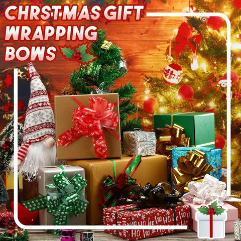 100 Pieces Christmas Wrap Pull Bows 5 Inch Gift Bows with Ribbon Wrapping Accessory for Holiday Baskets and Box Decoration Asso
