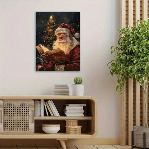 Santa Reading Book Gallery-Wrapped Canvas
