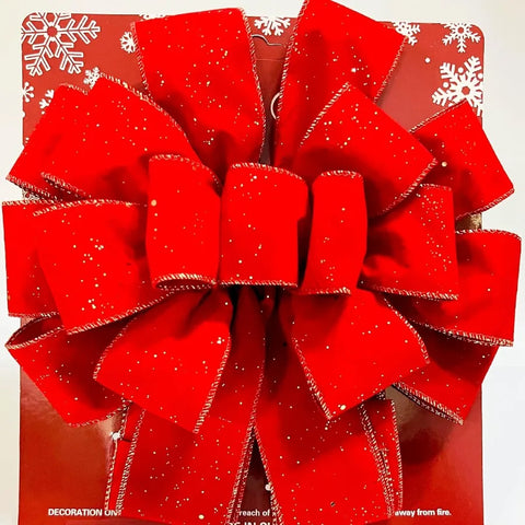 Christmas Jumbo Bows Gift Boxed 52 Inches by 12 Inches Gold Wired Red Velvet Bows