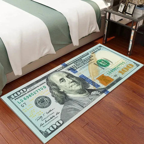 Unique Dollar Bill Strip Floor Mat Long Rectangular Carpet
