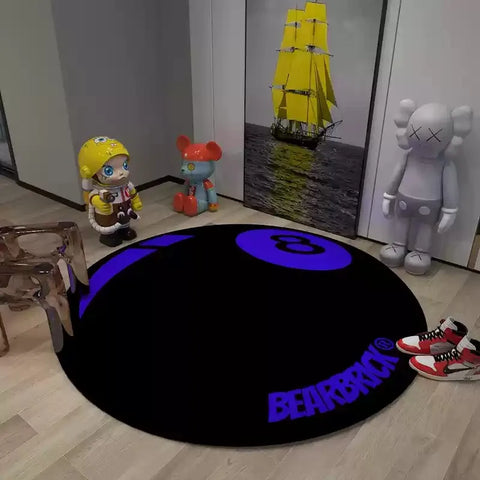 Carpet Simple Black 8 Round Rugs