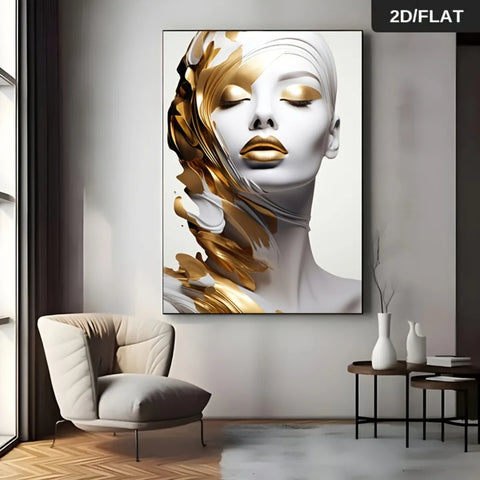 2D Flat, 1pc Frameless Modern Abstract Women Face
