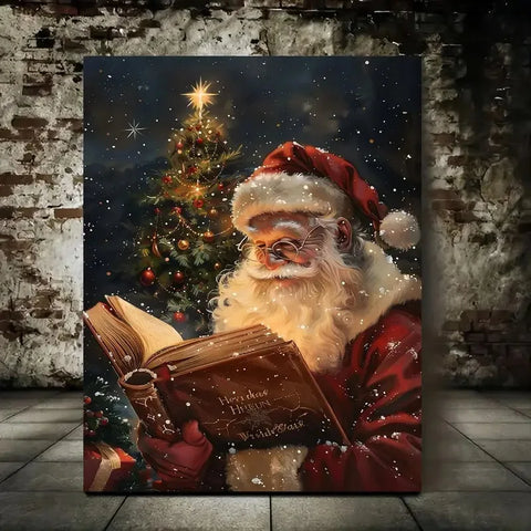Santa Reading Book Gallery-Wrapped Canvas