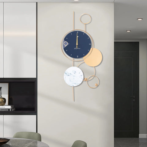 Modern 3D Blue Gold Wall Clock